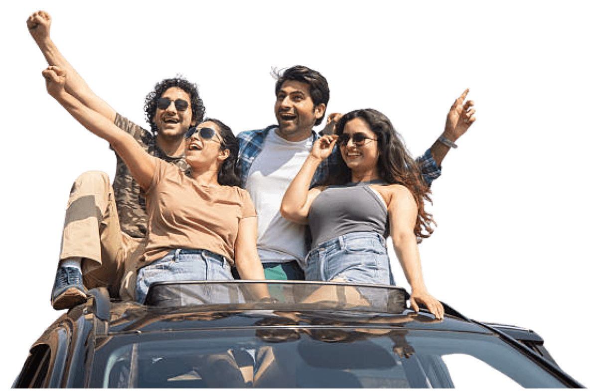 Happy travelers enjoying Hillside Taxi Tours